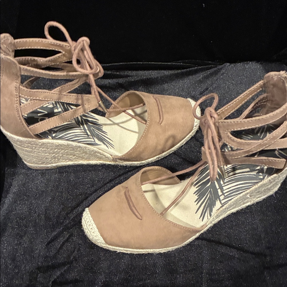 DV by Dolce Vita Taupe Lace-Up Espadrille Wedges